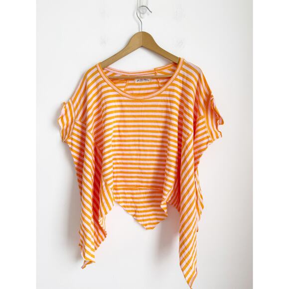 2/$50 Free People NWOT Free People We The Free Angel Striped Tee pink orange S - Picture 3 of 5